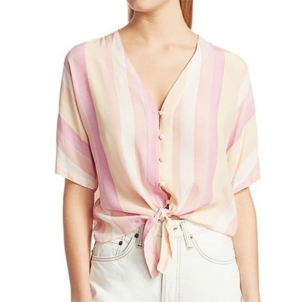 NEW RAILS Thea Stripe Tie-Front Blouse